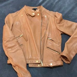 Moda international camel leather jacket
